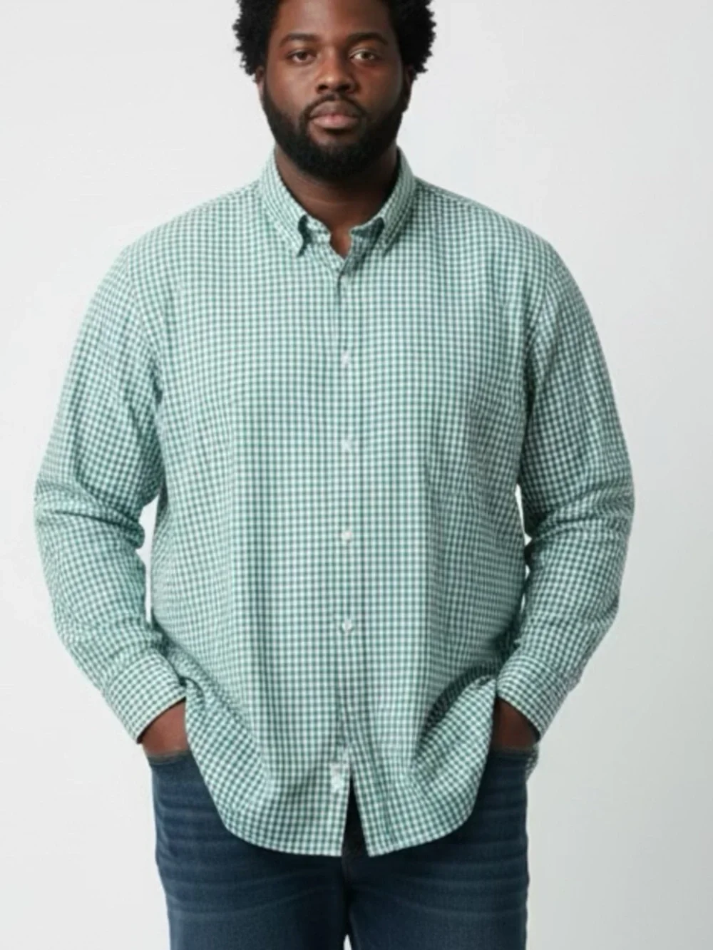 J. Crew Mens Flex Wash Classic Button Down Long Sleeve Top Green Gingham